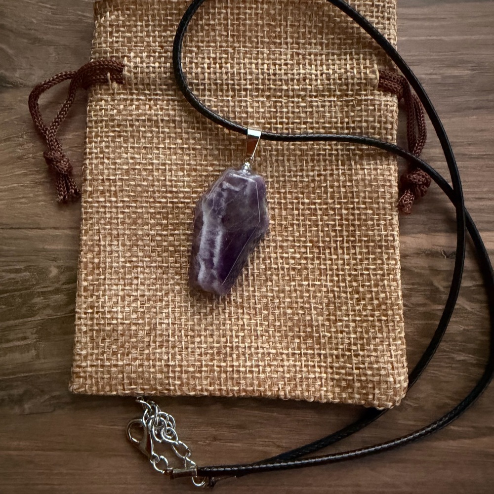 Amethyst Coffin Amethyst Necklace Crystal Coffin Necklace Gemstone Necklace